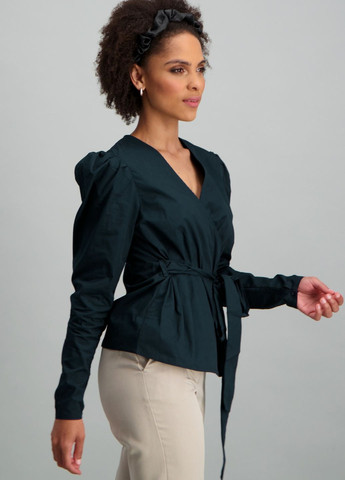 Чорна блузка жіноча чорного кольору з баскою Let's Shop