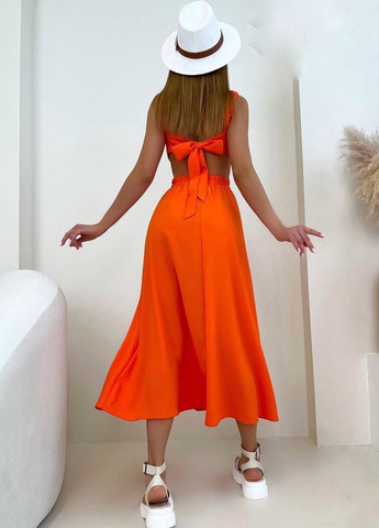 Оранжевое повседневный платье клеш Garna однотонное
