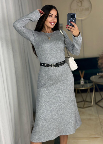 Серое женское платье из ангоры цвет серый р.50/52 447940 New Trend