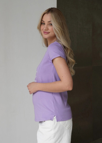 Лавандовая лавандовая футболка с принтом для беременных и кормящих мам с секретом для кормления трикотажная To Be