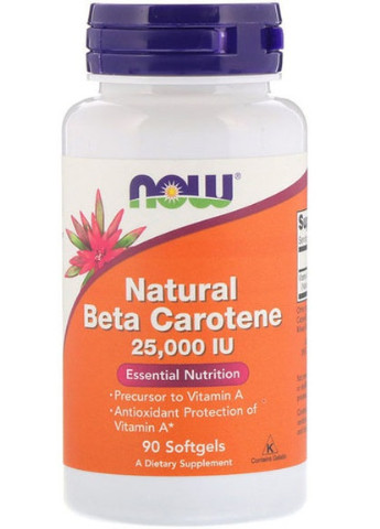 Natural Beta Carotene 25000 IU 90 Softgels Now Foods (256720500)