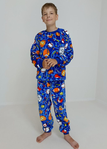 Синяя зимняя пижама детская зимняя мячики 158 см синяя 59078494-5 Triko
