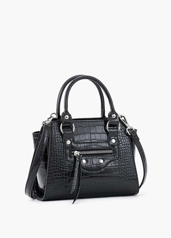 Женская квадратная сумка кроссбоди на ремешке рептилия T-228 черная No Brand (267024955)