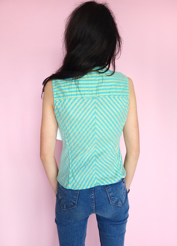 Голубая блузка голубая в желтую полоску Zara