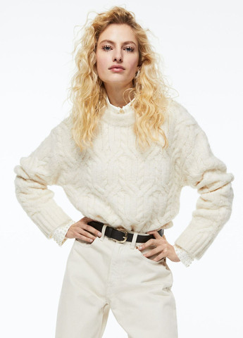 Светло-бежевый зимний джемпер косички джемпер H&M