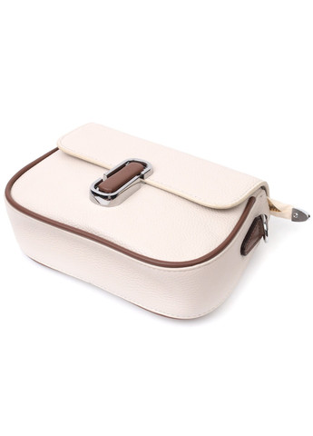 Напівкругла сумка для жінок з цікавим магнітом-засувкою з натуральної шкіри 22439 Біла Vintage (276461741)