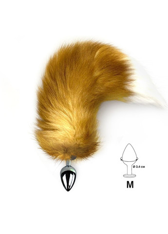 Металева анальна пробка з хвостом із натурального хутра size M Red fox Art of Sex (277236432)