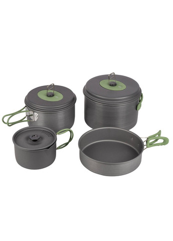 Набор посуды Explorer 4 Pieces Hard Anodized Grey/Green (2200244) Bo-Camp (257495186)