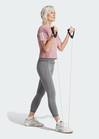 Розовая всесезон футболка train essentials train cotton 3-stripes crop adidas