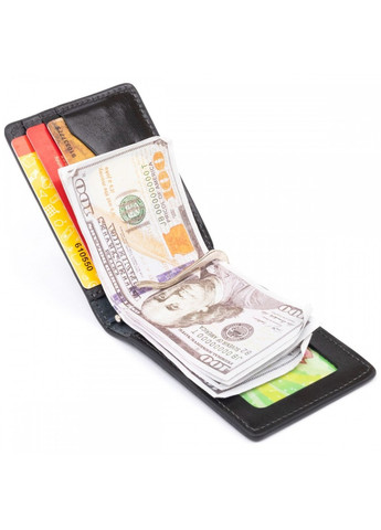 Чоловіче шкіряне портмоне з затиском для грошей без застібки 11295 Чорне Grande Pelle (262524139)