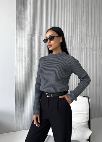 Женский свитер с текстурным узором цвет серый р.42/46 441955 New Trend (263133546)