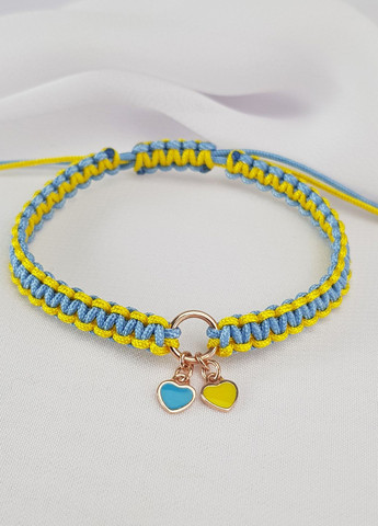 Серебряный браслет шамбала нить жёлто-голубая два сердца серебро позолота Family Tree Jewelry Line (266903765)