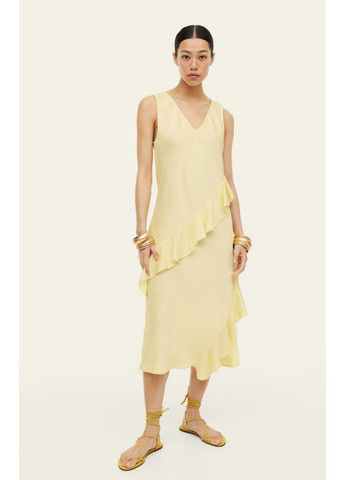 Желтое повседневный женское платье (55857) xs жёлтое H&M