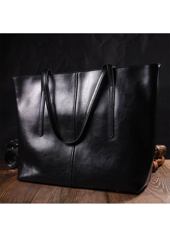 Функціональна сумка шоппер із натуральної шкіри 22095 Чорна Vintage (260360822)
