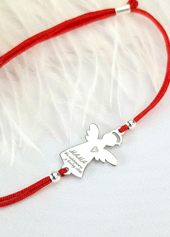 Срібний браслет червона нитка з ангелом «Мама» регулюється родоване срібло Family Tree Jewelry Line (266339310)