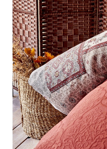 Набор постельное белье с покрывалом + плед - Maryam bordo 2020-1 бордовый евро Karaca Home (258186464)