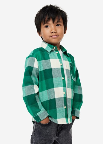Зеленая повседневный рубашка в клетку H&M