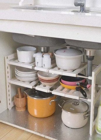 Универсальная регулируемая полка для хранения Kitchen Rack раздвижной органайзер для кухонного прибора 38-70 см Idea (272795981)