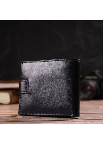 Зручний чоловічий гаманець з натуральної гладкої шкіри 21877 Чорний Canpellini (259829933)