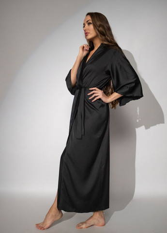 Халат жіночий довгий шовковийі Чорний Maybel (271554291)