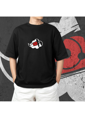 Чорна футболка з принтом наруто - шарінган No Brand