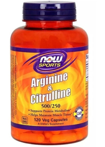 Arginine And Citruline, 500mg/250 mg 120 Veg Caps Now Foods (256721685)