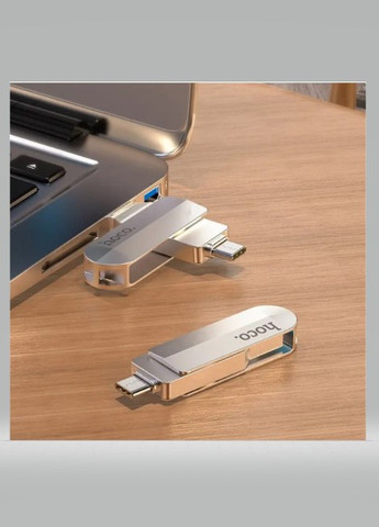 Флеш накопичувач (Type-C, USB 3.0, підходить для смартфона, підвищена швидкість, компактна флешка) - Металік Hoco 32gb ud10 (258615248)
