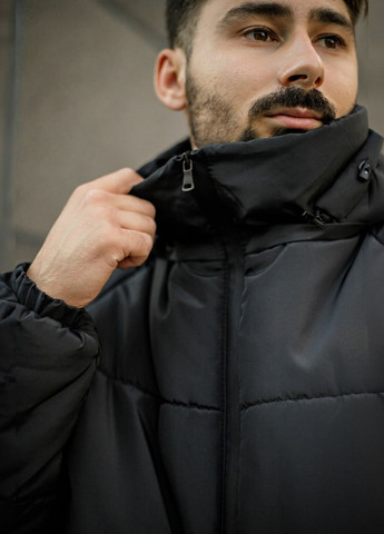 Черная зимняя комфортная зимняя куртка No Brand