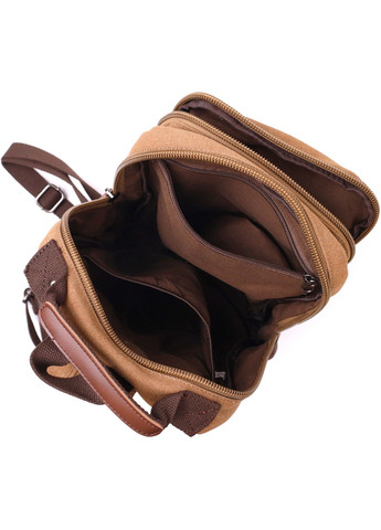 Удобный текстильный рюкзак с уплотненной спинкой и отделением для планшета 22167 Коричневый Vintage (267948764)