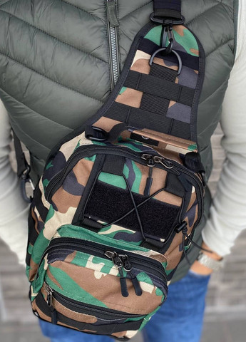 Нагрудна тактична сумка барсетка слінг міні рюкзак Tactica XL камуфляж NATO No Brand (258402455)