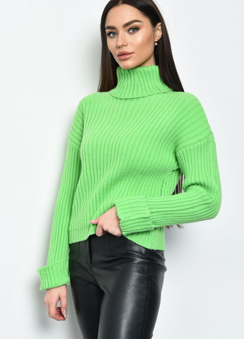 Зелений зимовий светр жіночий під горло зеленого кольору пуловер Let's Shop
