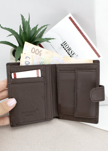 Портмоне чоловіче шкіряне 010A-1 коричневе на кнопці Horse Imperial (273232494)