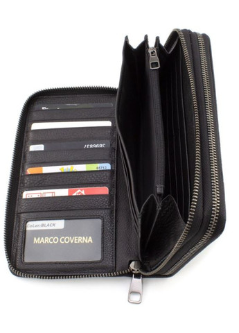 Мужской кошелек-клатч из высококачественной кожи на две змейки 21х12 020-5902C (21069) чёрный Marco Coverna (259736983)