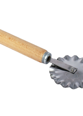 Ніж ролик фігурний зубчастий для тіста та вирізування чебуреків з дерев'яною ручкою Ø63х175 мм Kitchette (275104145)