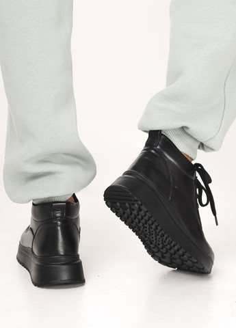 Черные зимние кроссовки зимние черные кожаные шерсть Kento