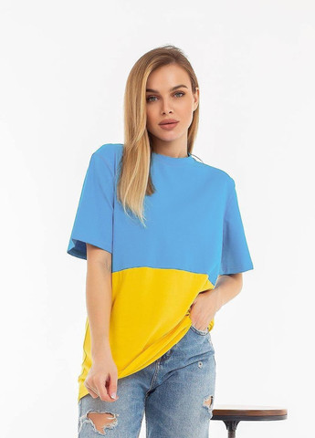 Синьо-жовта жіноча футболка No Brand