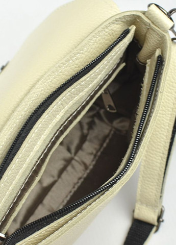 Молочна маленька жіноча шкіряна сумка клатч з клапаном, міні сумочка кроссбоді з натуральної шкіри Serebro (266701159)