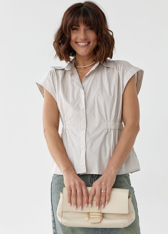 Светло-серая женская рубашка с резинкой на талии - светло-серый Lurex