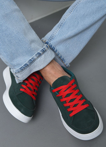 Темно-зелені Осінні кросівки чоловічі темно-зеленого кольору на шнурівці Let's Shop