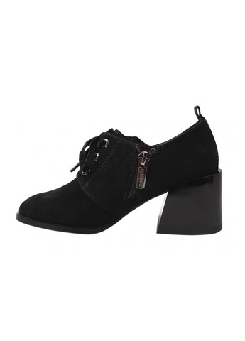 Туфли женские из натуральной замши, на большом каблуке, цвет черный, Erisses