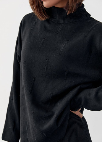Костюм с платьем и свитером украшен рваным декором - черный Lurex (275868164)