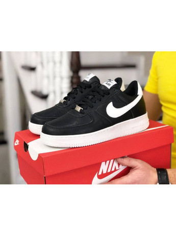 Чорно-білі Осінні чоловічі кросівки чорні з білим репліка 1в1 «no name» (10282) Nike Air Force Af 1