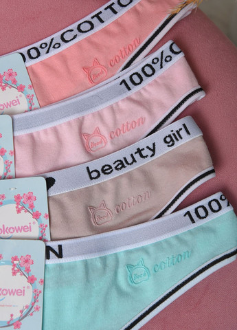 Набор женских стринг хлопковых 4 шт Let's Shop (276456757)