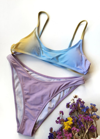 Сиреневый летний купальник раздельный бикини разноцветный 10464 l (46) 75a бикини No Brand