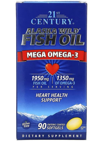 Alaska Wild Fish Oil Mega Omega-3 90 Softgels 21st Century (258499256)