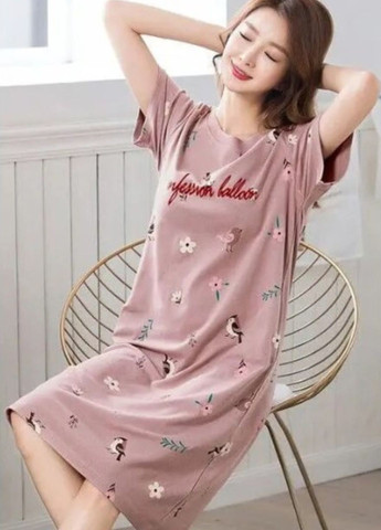 Жіноча нічна сорочка з коротким рукавом Пташеня No Brand (265626562)
