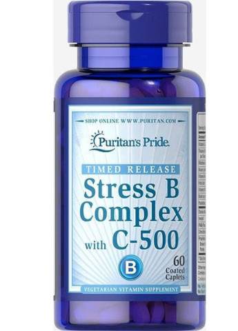 Puritan's Pride Stress Vitamin B-Complex with Vitamin C-500 Timed Release 60 Caplets Puritans Pride (256725795)