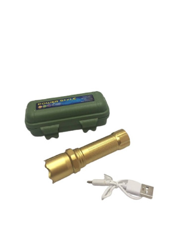 Карманный тактический фонарь с кейсом Power Style 3 режима аккумуляторный фонарик золото Led (257080535)