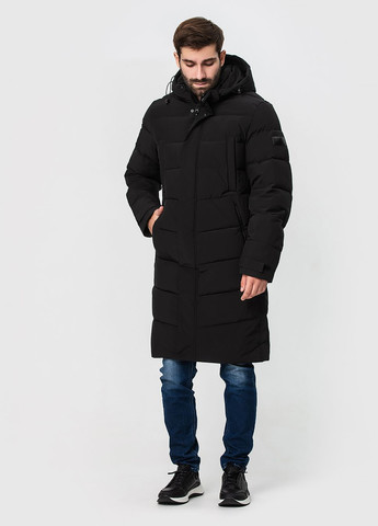 Чорна зимня довге стильне чоловіче пальто модель ZPJV 158