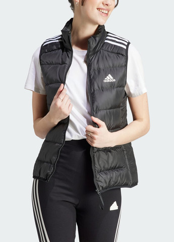 Черная демисезонная пуховый жилет essentials 3-stripes light down adidas